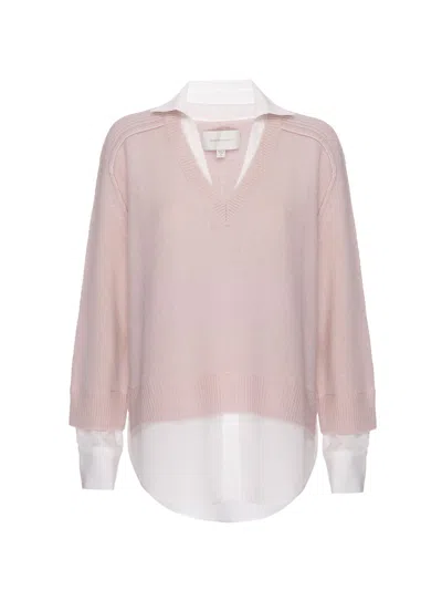 Brochu Walker The Looker Layered V-neck In Paloma With White Underlayer