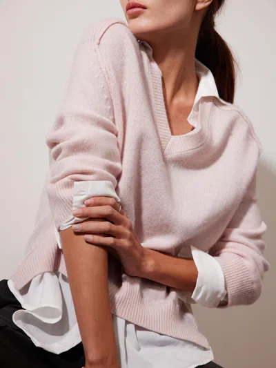 Brochu Walker The Looker Layered V-neck In Paloma With White Underlayer