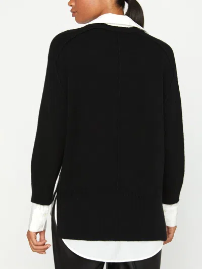 Brochu Walker The Looker Layered V-neck In Black Onyx With White Underlayer