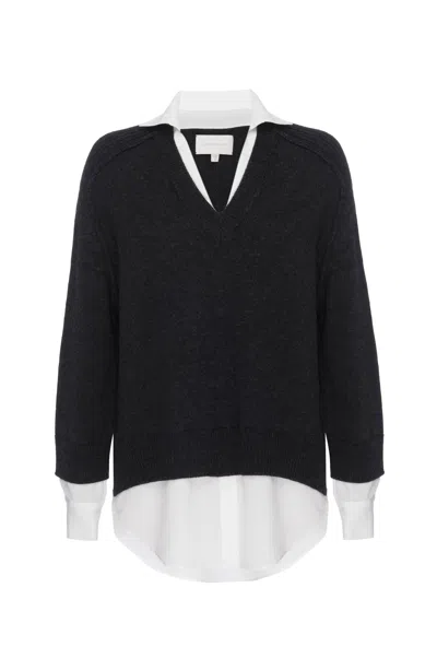 Brochu Walker The Looker Layered V-neck In Dark Charcoal