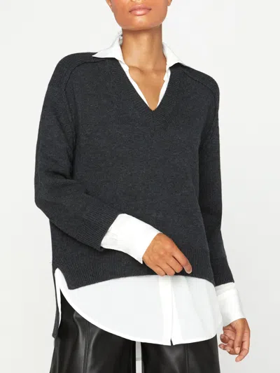 Brochu Walker The Looker Layered V-neck In Dark Charcoal