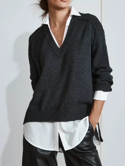 Brochu Walker The Looker Layered V-neck In Dark Charcoal