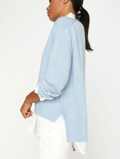 Brochu Walker The Looker Layered V-neck In Skye Blue Melange With White Underlayer