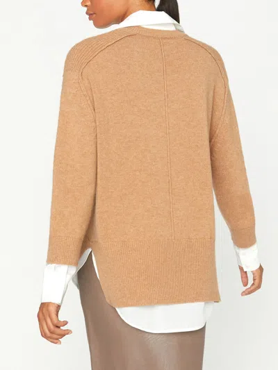 Brochu Walker The Looker Layered V-neck In Camel With White Underlayer