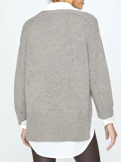 Brochu Walker The Looker Layered V-neck In Otter Melange With White Underlayer