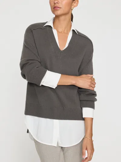 Brochu Walker The Looker Layered V-neck In Hunter With White