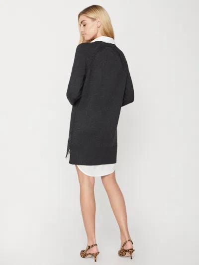 Brochu Walker The Looker Layered V-neck Dress In Charcoal With White Underlayer
