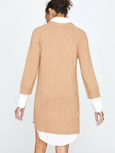 Brochu Walker The Looker Layered V-neck Dress In Camel Melange With White Underlayer