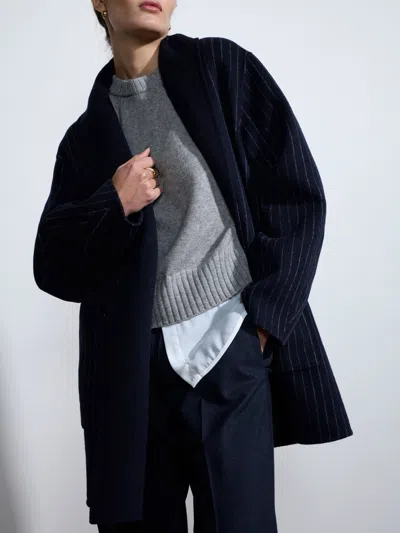 Brochu Walker The Mina Reversible Coat In Baltic Pinstripe