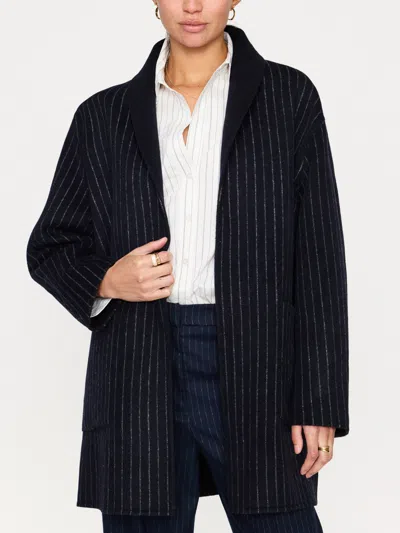 Brochu Walker The Mina Reversible Coat In Baltic Pinstripe