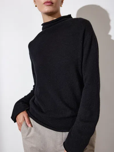 Brochu Walker The Rhone Relaxed Funnel Sweater In Black Onyx