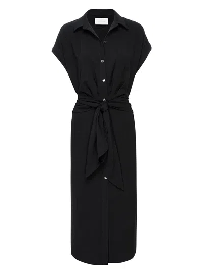 Brochu Walker Setia Dolman-sleeve Tie-waist Midi Shirtdress In Black Onyx