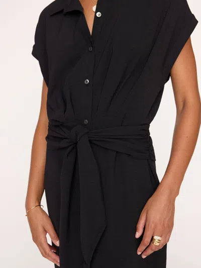 Brochu Walker Setia Dolman-sleeve Tie-waist Midi Shirtdress In Black Onyx