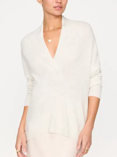 Brochu Walker The Siena Wrap Neck Pullover In Overcast Mélange
