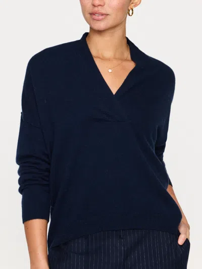 Brochu Walker The Siena Wrap Neck Pullover In Baltic Navy