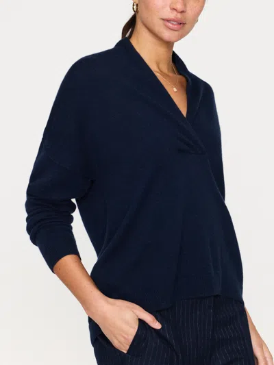Brochu Walker The Siena Wrap Neck Pullover In Baltic Navy