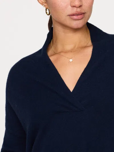 Brochu Walker The Siena Wrap Neck Pullover In Baltic Navy