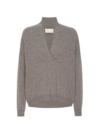Brochu Walker The Siena Wrap Neck Pullover In Otter Mélange