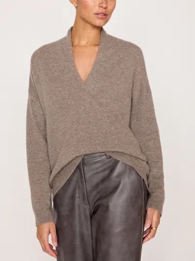 Brochu Walker The Siena Wrap Neck Pullover In Otter Mélange
