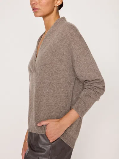 Brochu Walker The Siena Wrap Neck Pullover In Otter Mélange
