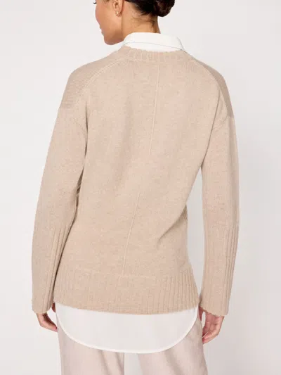 Brochu Walker The Tatum Layered V Neck Looker In Dune Mélange With White