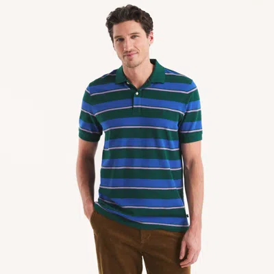 Nautica Men's Classic Short Sleeve Striped Deck Polo Shirt In Green
