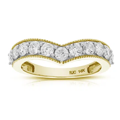 Vir Jewels 1 Cttw V-shape Diamond Wedding Band With Milgrain 14k Gold In Yellow