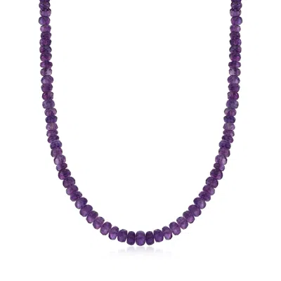 Ross-simons Amethyst Bead Necklace With Sterling Silver In Multi
