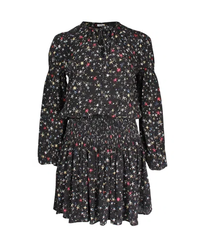 ANINE BING PRINTED MARTHA DRESS IN BLACK SILK 