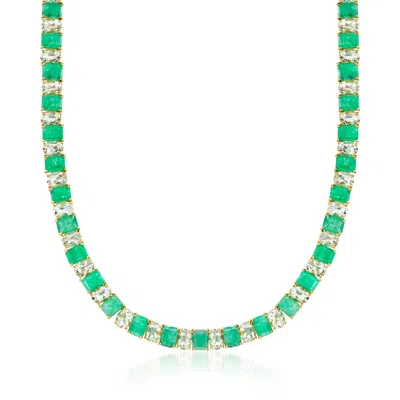Ross-simons Emerald And Prasiolite Necklace In 18kt Gold Over Sterling In Multi