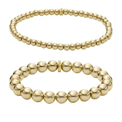 Fossil Women's Gold-tone Brass Beaded Bracelet Gift Set In Gold