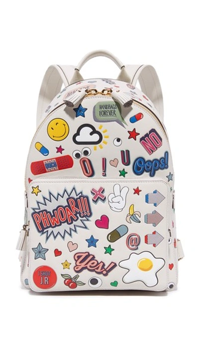 Shop Anya Hindmarch Allover Wink Stickers Backpack In Chalk