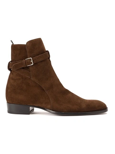 Saint Laurent 'wyatt' Jodhpur Ankle Boots In Brown