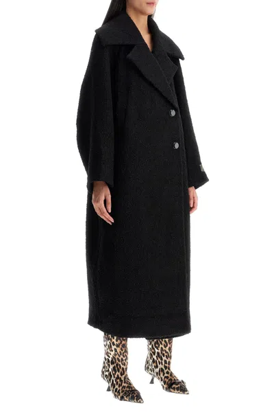 Ganni Long Bouclã© Coat For In Black