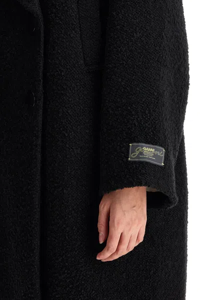 Ganni Long Bouclã© Coat For In Black