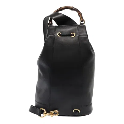 Pre-owned Gucci Bamboo Black Leather Shoulder Bag ()
