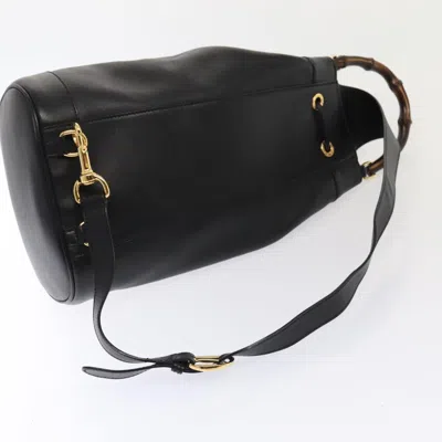 Pre-owned Gucci Bamboo Black Leather Shoulder Bag ()