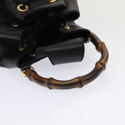 Pre-owned Gucci Bamboo Black Leather Shoulder Bag ()