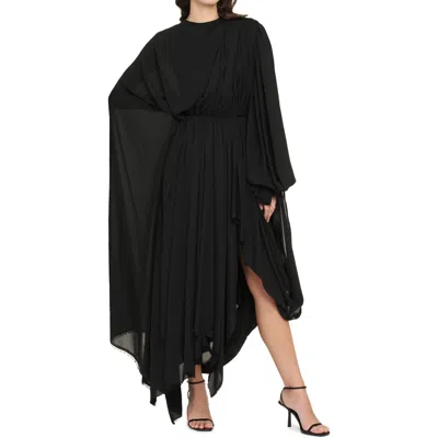 Balenciaga Asymmetric Cape-effect Satin-jersey Maxi Dress