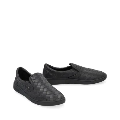 Bottega Veneta Sawyer Blue Slip-on Sneakers With Logo Detail And Intreccio Motif In Leather Man
