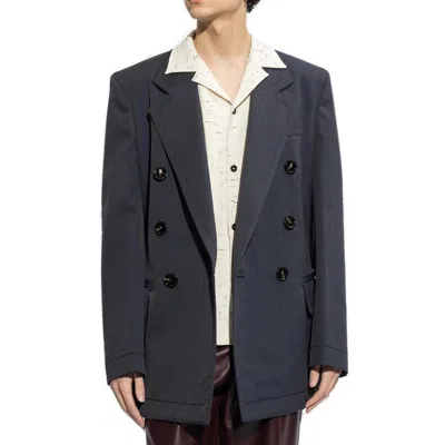 Bottega Veneta Double-breasted Twill Wool Blazer With Visible Stitchings
