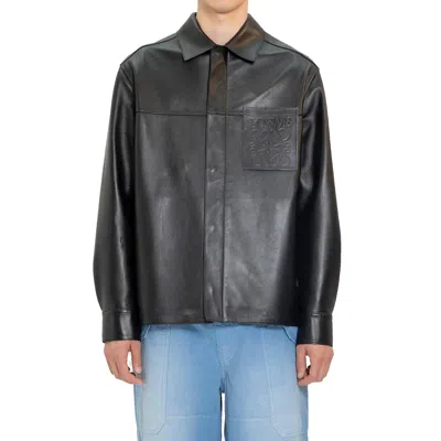 Loewe Anagram Leather Zip-up Overshirt