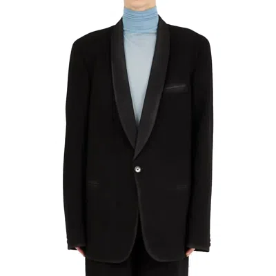 Maison Margiela Wool Single-breasted Blazer Jacket In Black