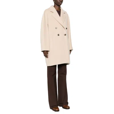 Max Mara Oversized Wool And Cashmere Coat With Lapel Collar And Kimono Sleeves In Neutral