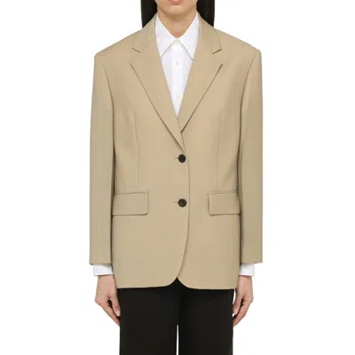 Prada Rope-coloured Single-breasted Jacket In Wool And Mohair