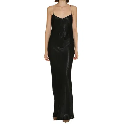 Saint Laurent Long Cowl-back Dress In Iridescent Satin