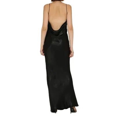 Saint Laurent Long Cowl-back Dress In Iridescent Satin