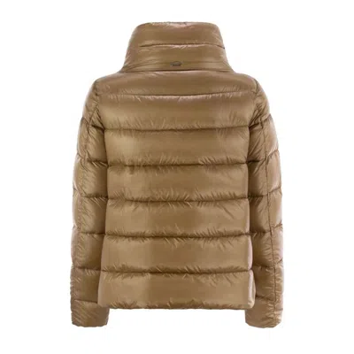 Herno Down Jacket With Ring Collar In Brown
