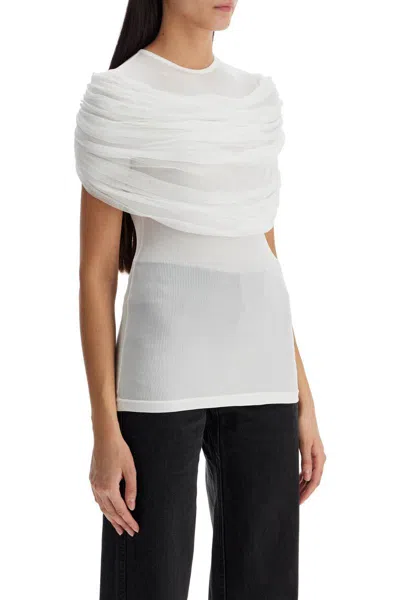 Christopher Esber Veiled Silk Blouse In White