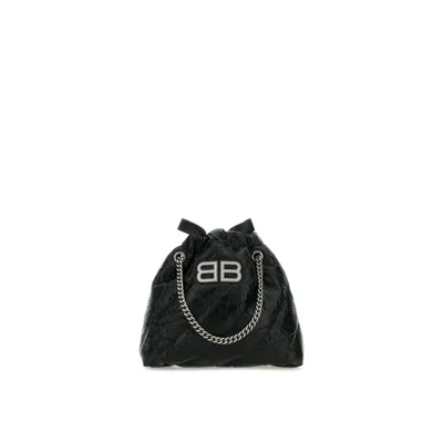 Balenciaga Xs Crush Quilted Leather Tote Bag In Black